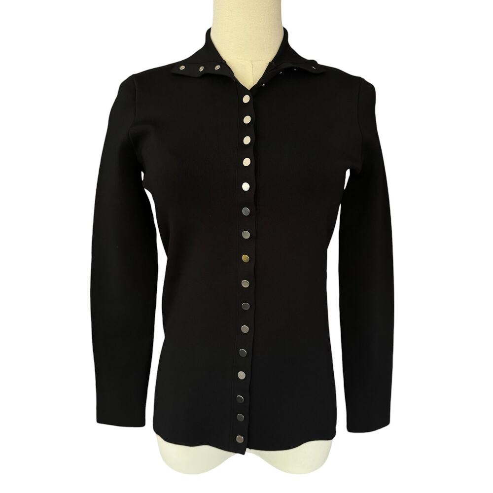 Alexander‎ Wang Mock Neck Button Down Sweater Top Black Size Medium NWT - Picture 3 of 9